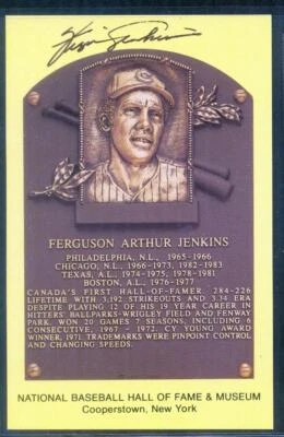 044, Original Autograph of Fergie Jenkins (2), HOF Plaque Postcard, Chicago Cubs - Image 1 of 3