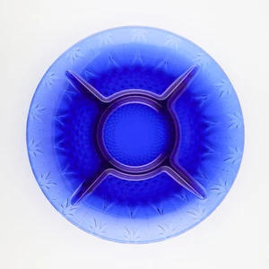 Avon Cobalt Blue Divided Plate Snack Tray 10" 5-Part Relish Dish Royal Sapphire - Picture 1 of 5