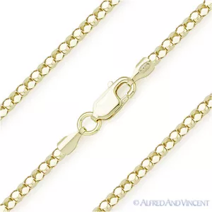 Collana catena specchio placcata oro giallo 14k argento sterling Coreana Link 2,1 mm - Foto 1 di 2