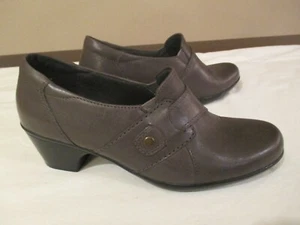 Clarks Womens Ingalls Geneva 62936 Sz 9 M Gray Slip On Clogs Shooties 2" Heels - Picture 1 of 9