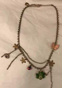 Betsey Johnson Frog Flower Butterfly Lady Bug Necklace - Picture 1 of 6