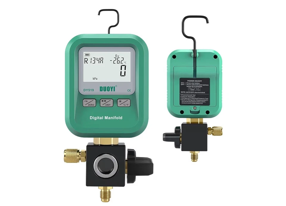 Цифровой коллектор вакуумметра DUOYI DY519 3 в 1 для ОВКВ зарядка хладагента, вакуум - Изображение 1 из 4