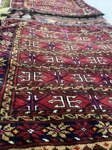 Used Vintage Traditional Handmade Afghan Wool Rich Red Saddle Bag - Bild 1 von 10