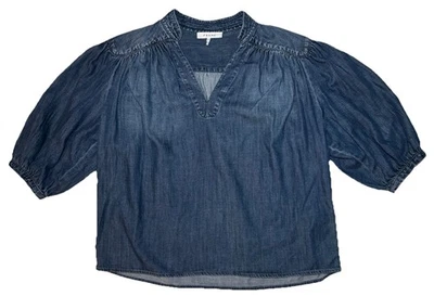 Blusa Top Camisa MARCO Denim Manga Abullonada Álamo Gillian Para Mujer’s L Runch Foto 1 de 4