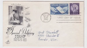 TurtlesTradingPost- 20 Cent Special Delivery 1954- FDC #E20 Artcraft Cachet - Picture 1 of 2