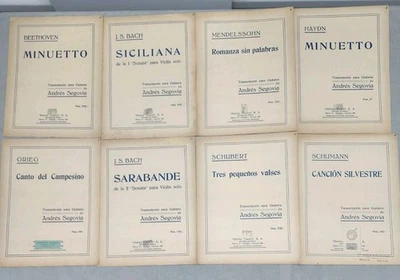 J. S. Bach Grieg+ Lot Of 8 Sheet Music Classical Vtg Andre Segovia Transcription - Image 1 of 3