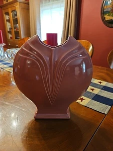 Vintage Nelson McCoy Art Deco Mauve Pink Fish Mouth Pottery Vase USA 466 11 1/2" - Picture 1 of 7