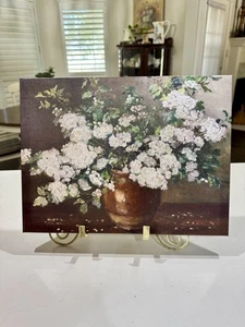 Vintage Blume Leinwand Wandbild Französisch Land Floral weiße Knospen 16x12" - Bild 1 von 4