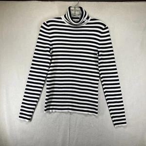 Lauren Ralph Lauren Sweater Top Women's S Turtle Neck Navy Blue White Striped - Picture 1 of 17