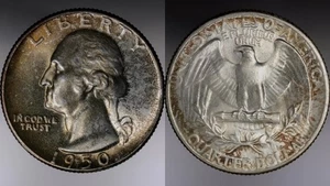 1950 Washington Quarter 25c - NGC MS66+ - DDR FS-801 - Beautiful Toner +COLORS+ - Picture 1 of 7