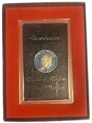 1971 S Eisenhower Proof Brown Box 40% Silver Ike Dollar (OGP) Brown Box - Image 1 of 3