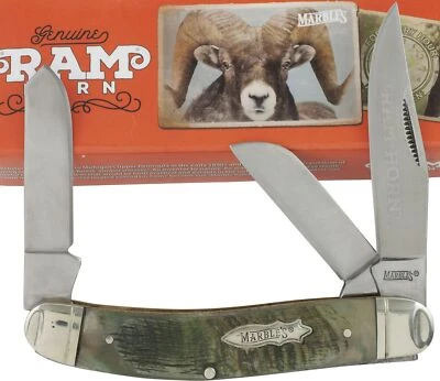 Navaja de Bolsillo Canicas Rams Horn Asas Stockman 3.75" MR359 3 Hojas Plegables Foto 1 de 2