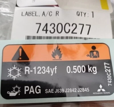 Mitsubishi Outlander Sport 2020 etiqueta de aire acondicionado 7430C277 nuevo en paquete Foto 1 de 2