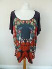 M&S Purple Red Green Oriental Floral Lace Jersey T-Shirt Top Plus Size 20 BNWT
