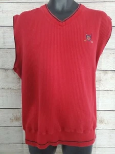 Polo Golf Ralph Lauren Mens Large Red Knit Golf Vest Sweater Pullover - Picture 1 of 6