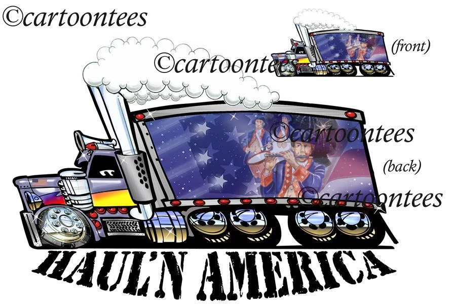 Big Rig Semi Truck Mens Haul'n America Tshirt 9067 USA Peterbilt automotive art - Image 1 of 1