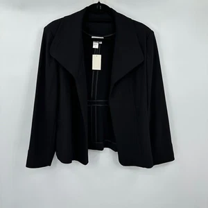 Coldwater Creek Womens Blazer PXL Petites Ladies Black Open Front Stretchy New - Picture 1 of 12