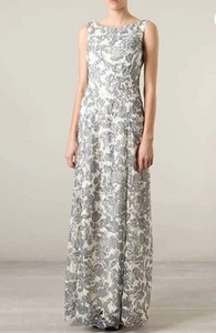 Neu mit Etikett Tory Burch Resort-Kleid elfenbeinblau gewebt Blumen volle Länge Größe 2 - Bild 1 von 12