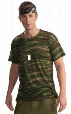 Camo T-Shirt Combat Hero Military Camouflage Army Halloween Costume Accessory - Image 1 of 2