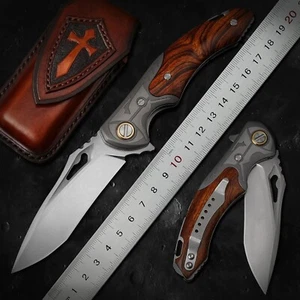Desert Ironwood Handle M390 Blade Tactical Outdoor Survival Pocket Folding Knife - Picture 1 of 16