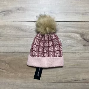 INC International Concepts Womens Beanie Hat With Faux Fur Pompom One Size - Picture 1 of 10