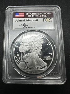 2017-W Proof $1 American Silver Eagle PCGS PR70 DCAM Mercanti FDOI - Picture 1 of 2