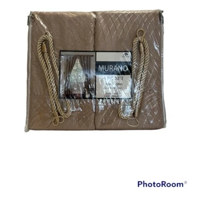 Victoria Classics Window Panels Murano 76 x 84 2 Panels 2 Rope Tiebacks Taupe - Image 1 of 4