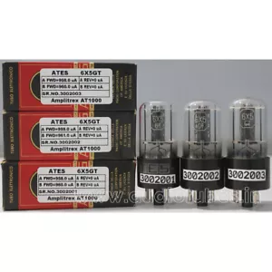 3Pcs 6X5GT CV573 ATES Black Base Made in U.S.A Amplitrex Tested #3002001/2/3 - Picture 1 of 11