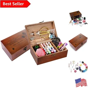 Vintage Style Sewing Basket Set with High-Quality Tools - Perfect Gift Idea - Picture 1 of 10