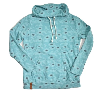 Ampersand Avenue Cowl Neck Sweatshirt Women's Medium Floral Pouch Pocket Teal - Image 1 of 4