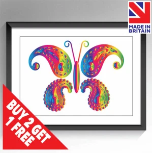 Colorido Cartel Arte de Mariposa Enmarcado y Sin Enmarcar Impresión Arte de Pared A3 A4 A5 Talla #1 - Imagen 1 de 14