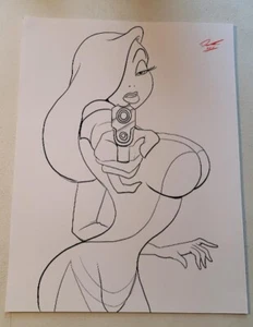 Jessica Rabbit Pin-Up Ink Illustration Art Print 8.5x11 by Keyeske - XP-07 - Bild 1 von 8