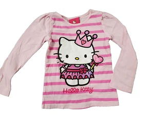 Hello Kitty Pink Long Sleeve Soft Stripped Shirt size 4 - Picture 1 of 3