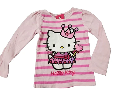 Camisa Hello Kitty Rosa Manga Larga Suave Rayas Talla 4 Foto 1 de 3