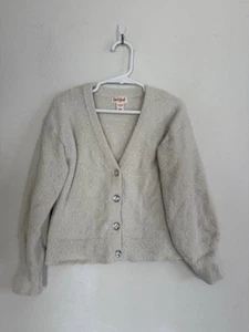 Cat And Jack Girls White Fuzzy Cardigan Sweater, Size 6 - Picture 1 of 5