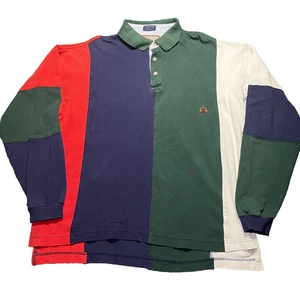 Camisa Polo Vintage Años 90 Bloque de Color Para Hombre Grande Manga Larga Equipo Urgente Rugby Leer - Imagen 1 de 14