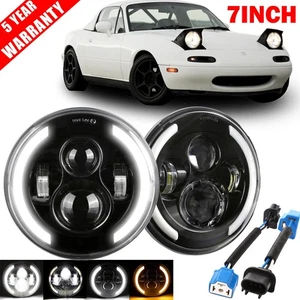 Pair 7" LED Headlights Hi/Lo Beam DRL Turn Lamp for Mazda Miata MX-5 1990-1997 - Bild 1 von 12