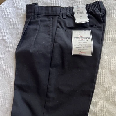 Tom Sawyer Elderware Pleated Size 29 Husky Navy  Pants School Uniform NWT - Image 1 of 4