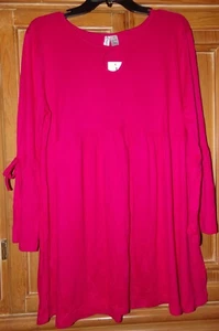 NUEVO CON ETIQUETAS OH! MAMÁ MATERNIDAD TALLA L FUCSIA MANGA LARGA PUNTO TÚNICA TOP BABYDOLL - Imagen 1 de 2