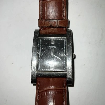 Fossil Men’s Watch Fs-2742 Brown Leather Band 20R Square Face Stainless Steel - Image 1 of 4