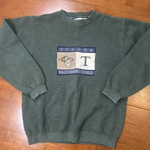 Felpa Pullover Vintage Walt Disney World Tigro Uomo Taglia S Verde - Foto 1 di 14