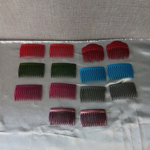 Lote de 14 peines laterales vintage rojo verde azul gris púrpura peinados retro años 80 - Imagen 1 de 5
