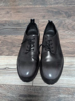 All Saints Men's Tor Plain Toe Derby Shoes 11 US 44 EU Black Gray Leather Oxford - Image 1 of 4