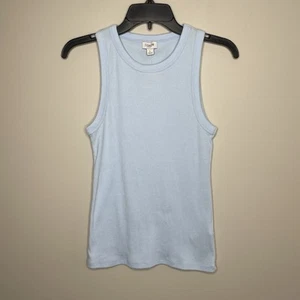 J.CREW Tank Top Women Large High Neck Ribbed NEW Slim Fit Powder Blue BG877 - Picture 1 of 9