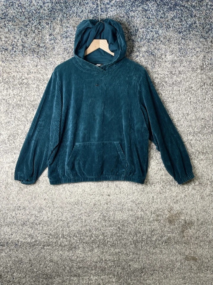 Sudadera con Capucha Nike Para Mujer Mediana Azul Centro Swoosh Pana Terciopelo Sudadera Foto 1 de 4