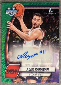 Alex Karaban 2024-25 Bowman Chrome 1st Prospect Green Shimmer Auto RC UConn - Picture 1 of 2
