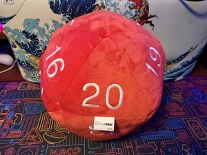 Jumbo D20 Novelty Dice Plush in Red with White Numbering - Picture 1 of 2