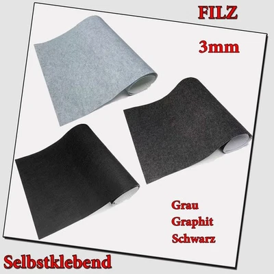 MAX GESCHAFT FILZ selbstklebend 3mm meterware PREMIUM Camper Van Bus grau graphit schwarz