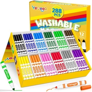 288 Count Washable Markers Bulk – 12 Assorted Colors, Broad Tip Markers for K... - Picture 1 of 8
