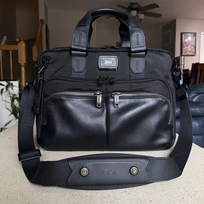 Tumi Alpha Bravo Albany Expand Briefcase Laptop Bag Nylon Leather Black Reg $450 - Image 1 of 4